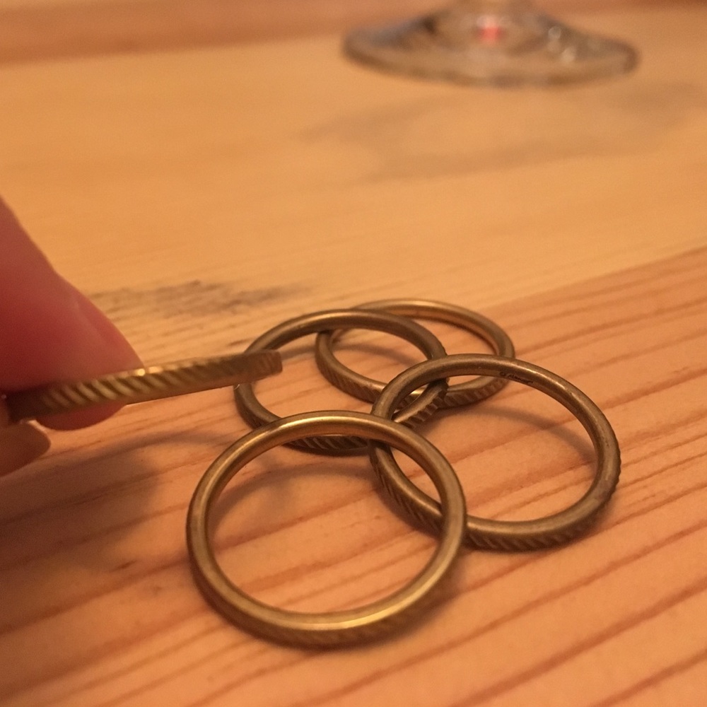 Stackable Rings - Gold With Grooves - image 1